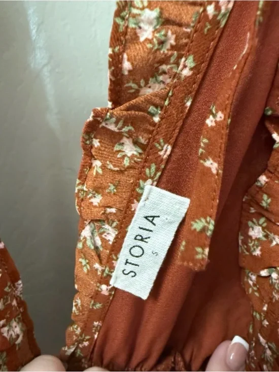 Storia Boutique rust colored floral jumpsuit - Picture 3 of 3